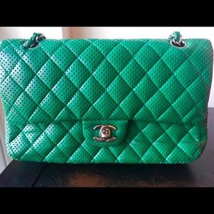 Authentic Green Chanel 2.55 Perforated